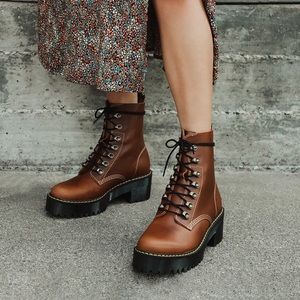 Dr. Marten Leona Boots - brown butterscotch leather, size 7